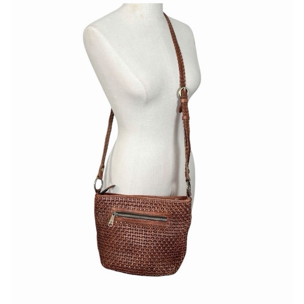 Patricia Nash Banyoles Woven Leather Crossbody Bag Brown Boho Western Artisan